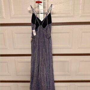 Macy's Glittery Blue Prom Dress with Pockets